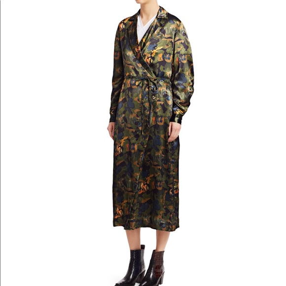 Ganni Women's Heavy Satin Trench Dress - Kalamata - Size 6 Ganni Women's Heavy Satin Trench Dress - Kalamata - Size 6